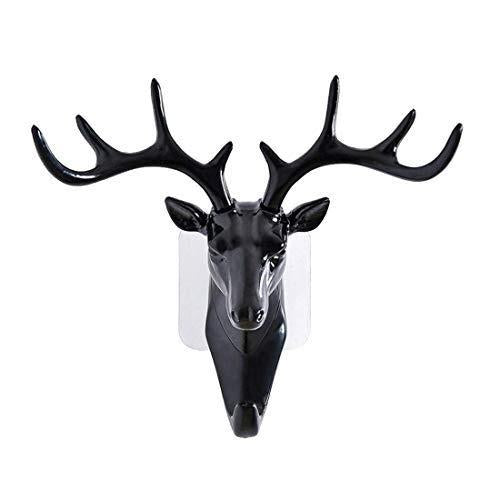 ABS Plastic Deer Head Self Adhesive Wall Door Decorative Hooks for Coats, Bag, Keys (Pack of 2)