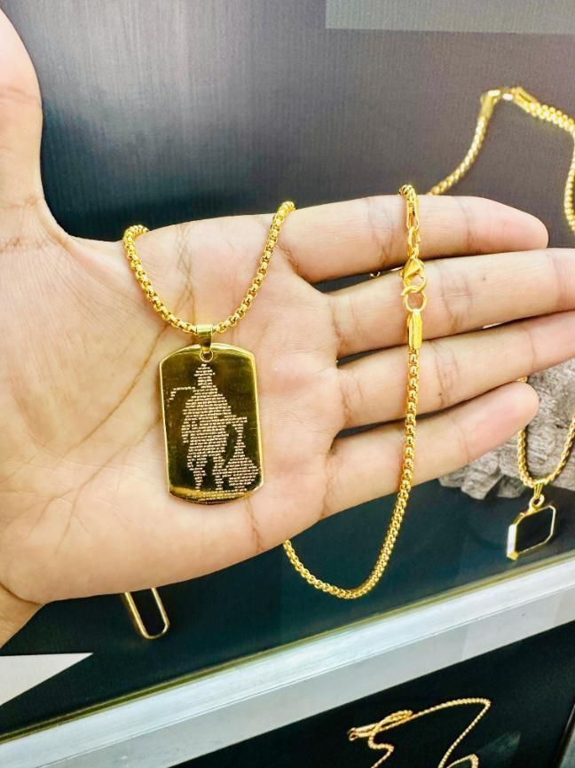 Golden Hanuman Chalisha Pendant with Chain