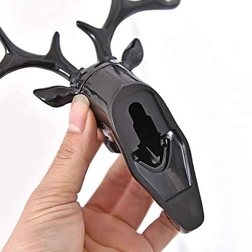 ABS Plastic Deer Head Self Adhesive Wall Door Decorative Hooks for Coats, Bag, Keys (Pack of 2)