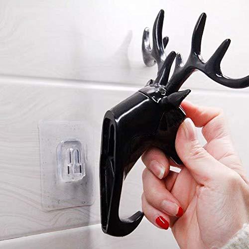 ABS Plastic Deer Head Self Adhesive Wall Door Decorative Hooks for Coats, Bag, Keys (Pack of 2)